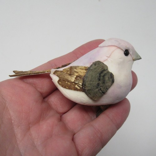 Clip-On Flocked Birds Lavender Pink Purple 2" Christmas Ornament Set of 2 Vtg - Picture 10 of 14