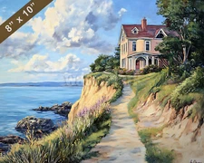 Newport with Cliff Walk oil painting 8x10 Print