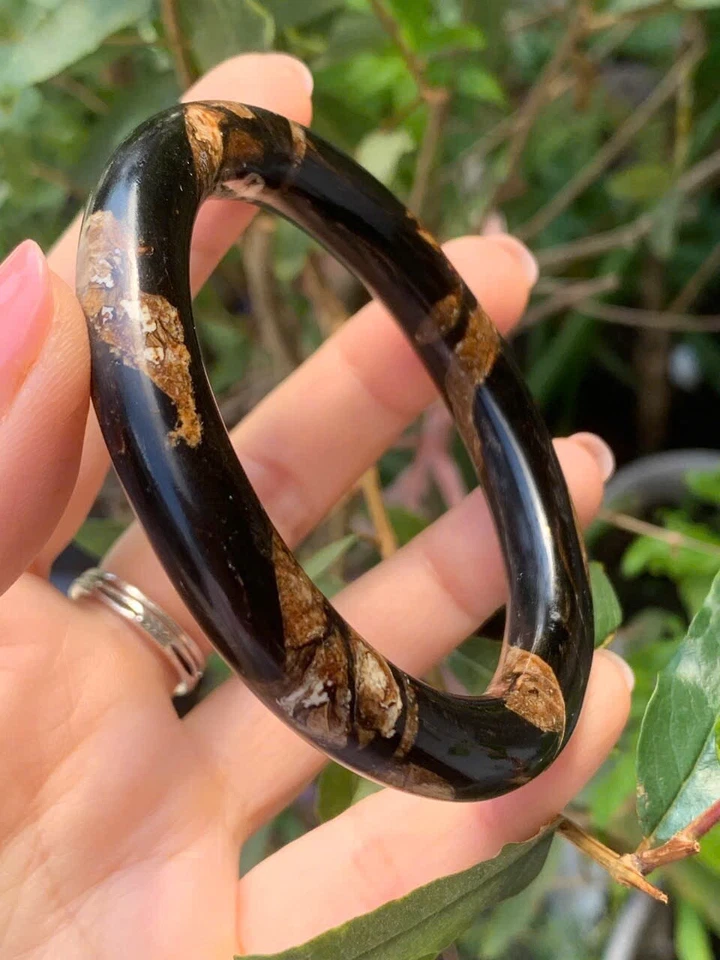 Natural Black Coral Bangle, Inner Diameter 56.5mm, Coral bangle - Image 2 of 4