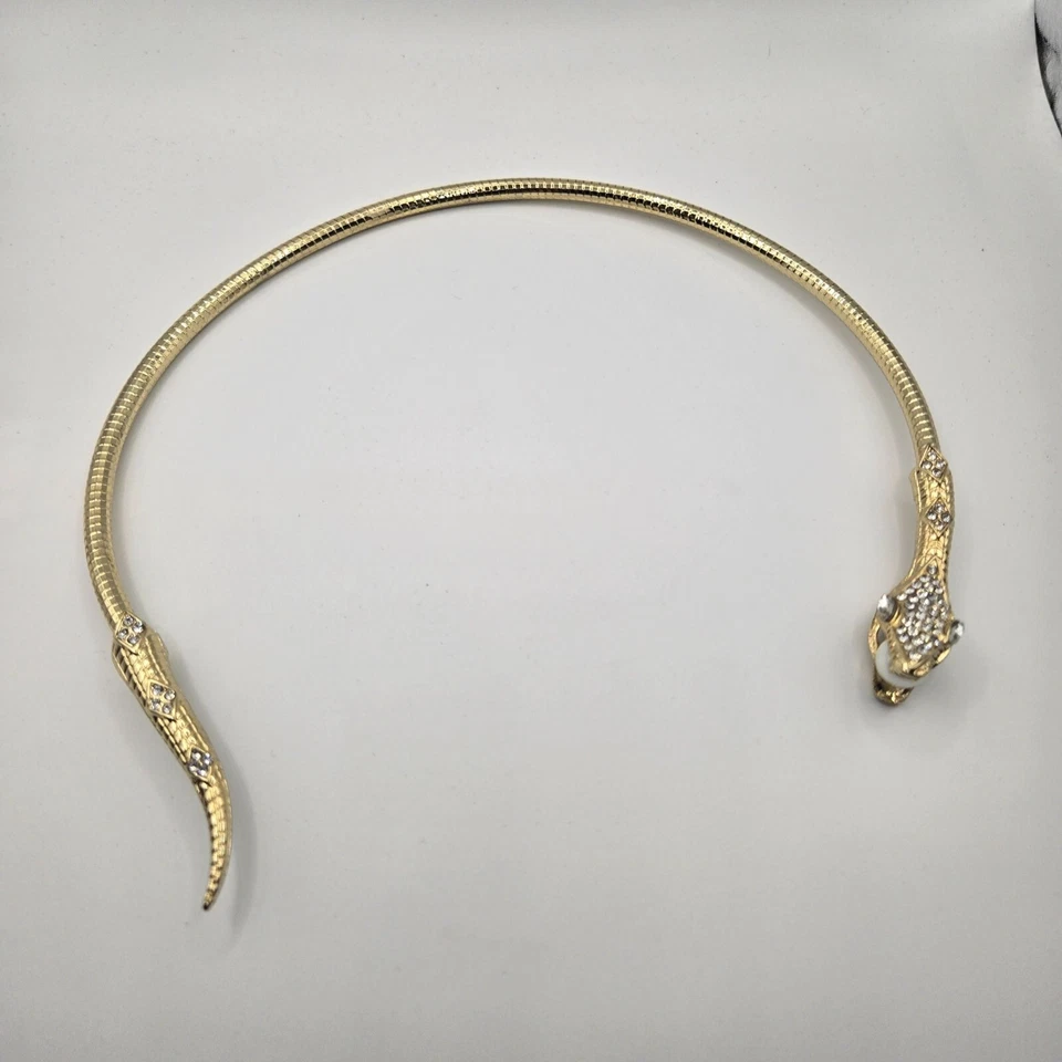 Thalia Sodi Necklace Choker Gold Tone snake Serpent Crystals - Image 2 of 4