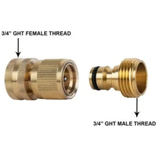 1 Set 3/4'' Garden Hose Pipe Tap Connector Fittings Brass Water Quick Adaptor AO