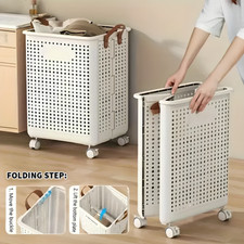 Large Capacity Folding Laundry Basket Laundry Hamper with Wheels Easy Transport