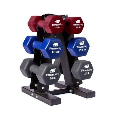 Fitness Alley 115 LB Neoprene Dumbbells with A Frame Rack Free