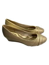 Gold shimmer Women's size 8.5, Coach and Four 2 inch wedge heels