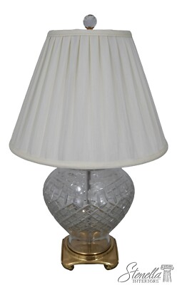 LF60224EC: ETHAN ALLEN Crystal & Brass Table Lamp w. Shade