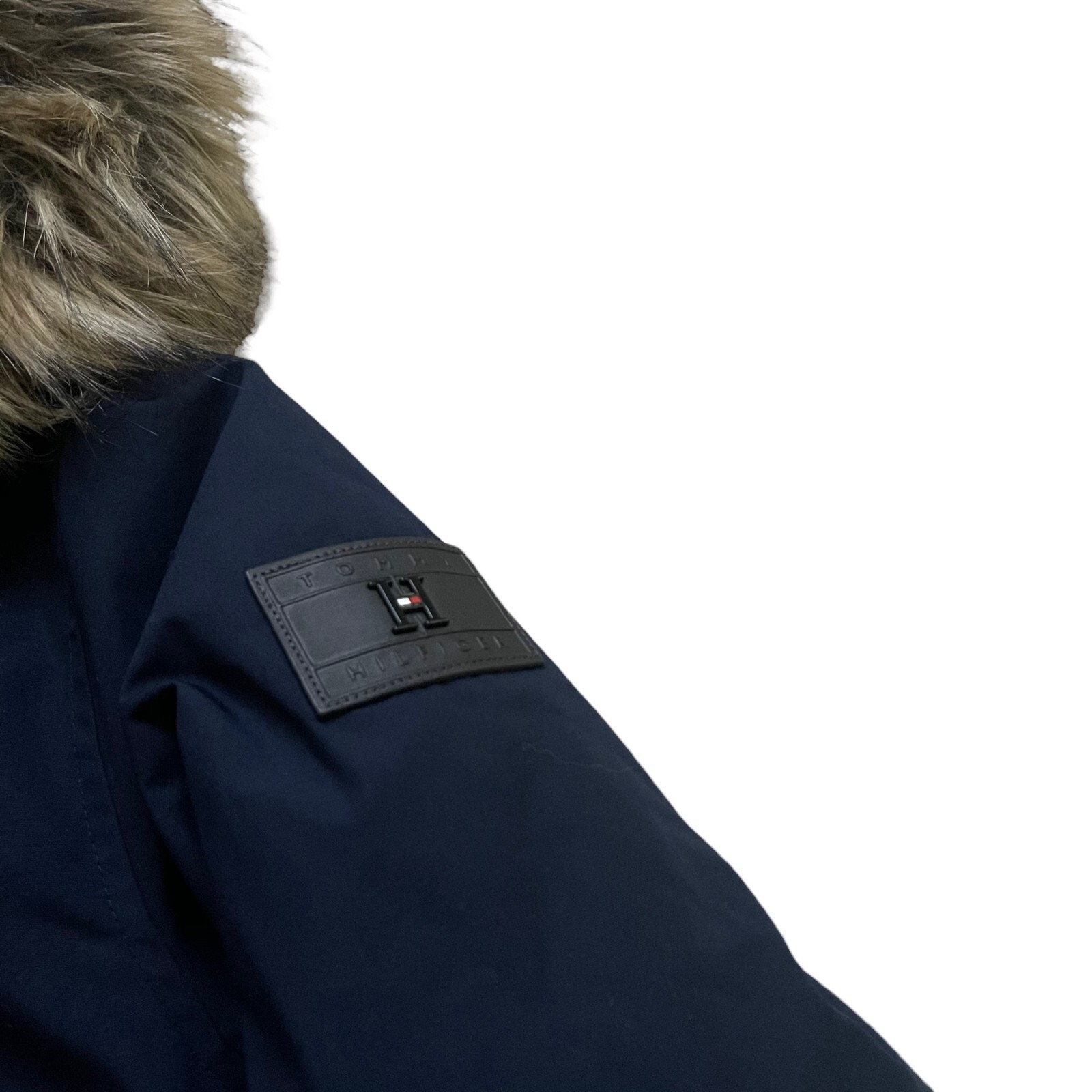 Tommy Hilfiger Mens Removable Hood Essential Bomber Down Jacket Short Parka Navy image 6