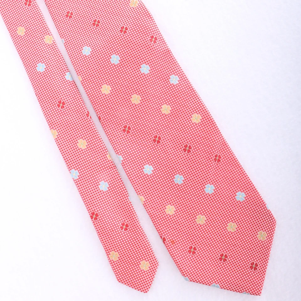 Corbata de seda Jos A Bank a cuadros flores corbata roja Foto 2 de 4