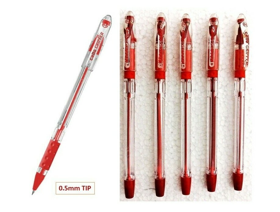 Hy Speed Montex Gripper 20 Cello GRIPPER Ball Pen RED Transparent