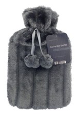 Image of Large 2L Natural Rubber Hot Water Bottle With Warm Faux Fur Fleece Knitted Cover