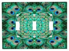 Peacock Mandala Light Switch Cover, Home Décor, Night Light, Cabinet Knob