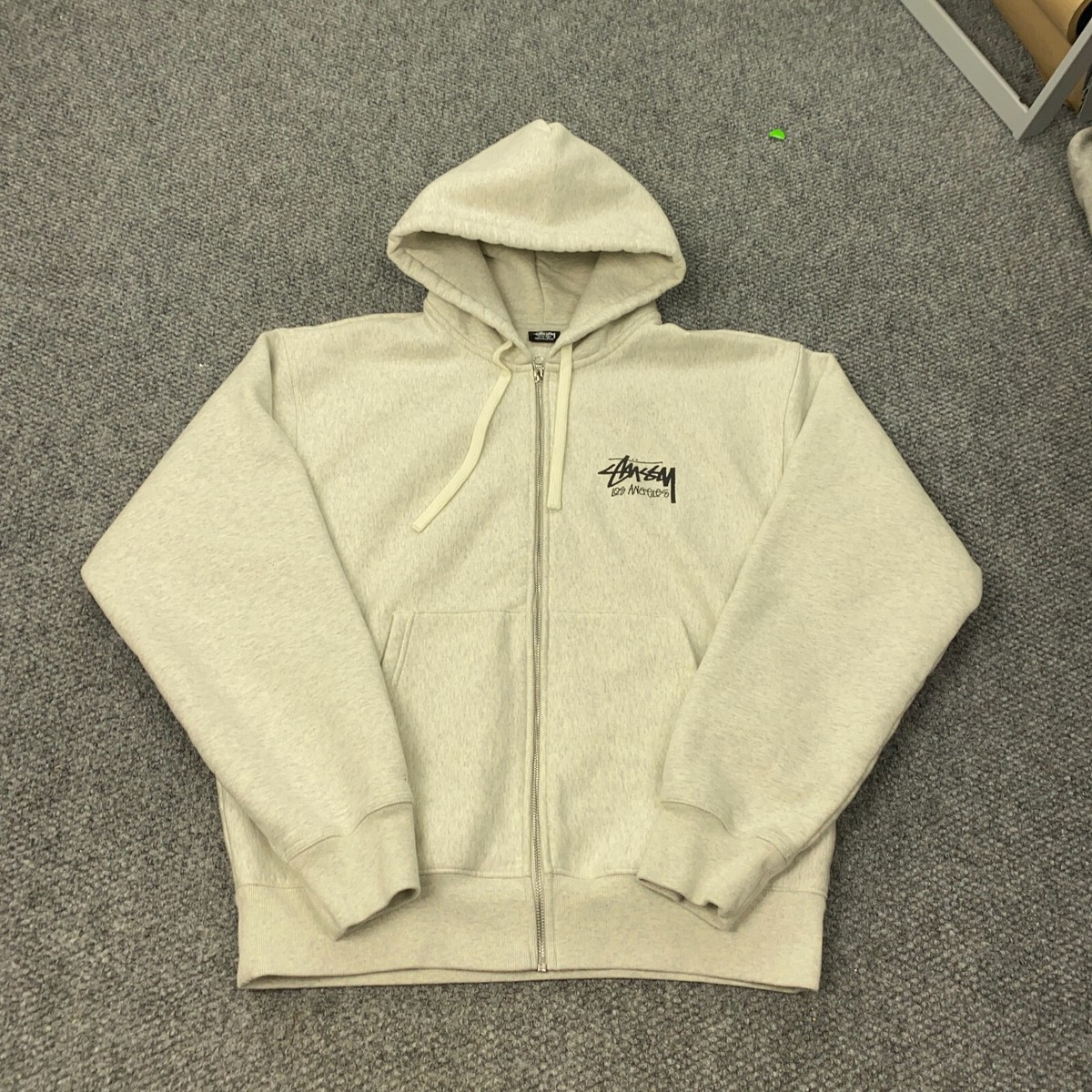 Stussy Stock L.A. Zip Hoodie Mens XL Gray Sweatshirt Los Stussy Stock L.A. Zip Hoodie Mens XL Gray Sweatshirt Los