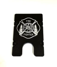 Fire Fighter, Aluminum Wallet/Credit Card Holder, RFID Protection, Black