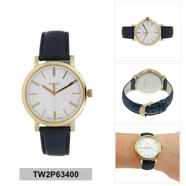 Reloj Timex TW2P63400 Original Moderno Para Mujer Cuero Azul Oscuro Foto 2 de 4