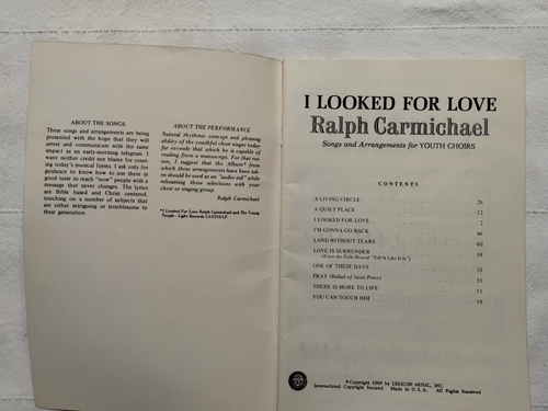 I Looked For Love by Ralph Carmichael 1969 Vintage Sheet Music - Picture 3 of 9