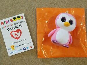 TY Beanie Mini Boos Glider pink fuzzy penguin SERIES 3 Hand Painted
