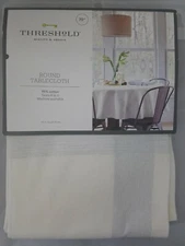 Threshold Round Exploded Plaid Tablecloth White/Silver 70"