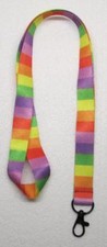 Rainbow Color BAR LANYARD KEY CHAIN Ring Keychain ID Holder NEW