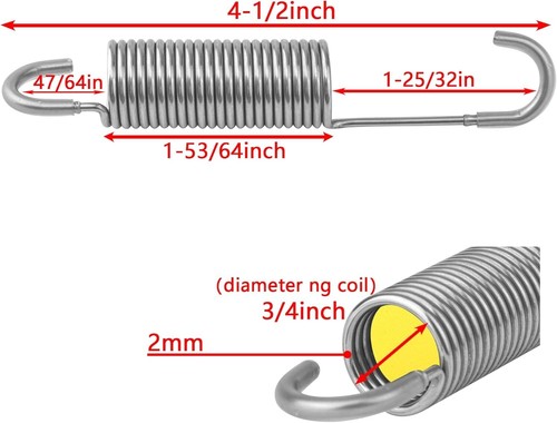 GUPO 4-1/2'' Stainless Steel Recliner Spring Replacement - 2 Pack for Durability - Picture 4 of 7