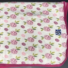 KicKee Pants White Pink Zinnias Flowers Mums Baby Blanket Bamboo Stretch Swaddle