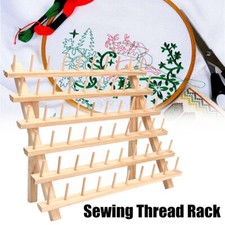 Wood Sewing Thread Stand 60 Spool Home Organizer Embroidery Holder Freestanding