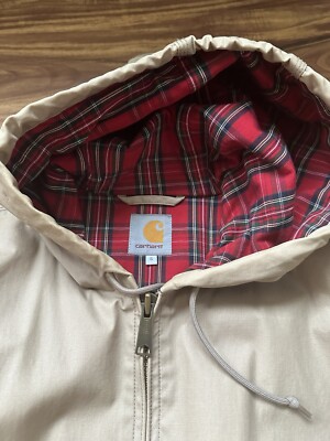 Carhartt Wip Active Jacket Beige with Plaid Interior Size Small | eBay