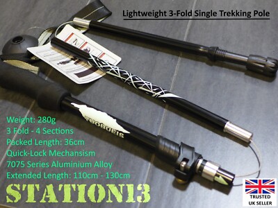 Leichter 3-fach 7075 Series Aluminium Single Trekkingstock, 280g - 110-130cm