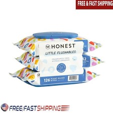 Flushable Toddler Wipes Plant-Based Hypoallergenic 126 Count Safe Sensitive Skin