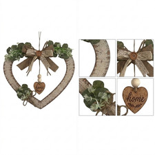 Farmhouse Heart Shaped Wall Hanging Decor with Home Text White Wooden Design