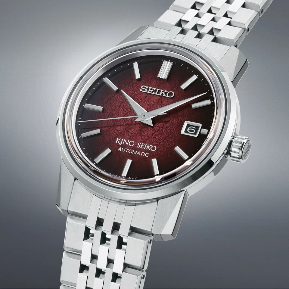 Nuevo Reloj Hombre King Seiko KSK Moderno Reinterpretación Esfera Roja SJE103
