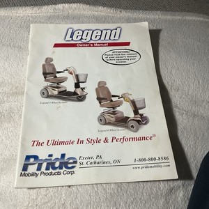 Pride *Legend” Mobility Scooter OWNER'S MANUAL BOOK BOOKLET, 2005