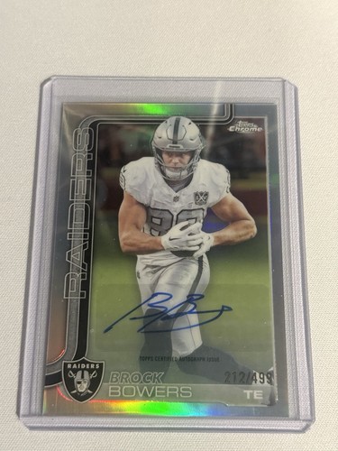 4#- Brock Bowers 2025 Topps Chrome Football #BA-BB Auto Refractor /499 Raiders