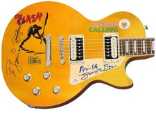 The Clash Signed w Guitar Sketch 1/1 Custom Graphics Photo Guitar ACOA