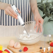 Electric Milk Frother Handheld Egg Beater Coffee Whisk USB Rechargeable Mixer