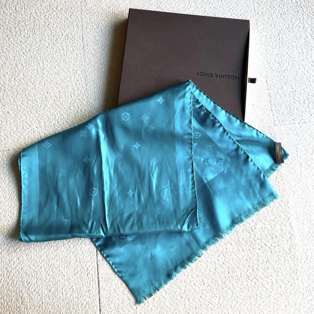 Louis Vuitton Turquoise Silk Stole Scarf Elegant Fashion Accessory