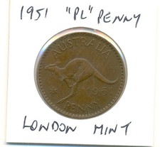 Australia: 1951 King George VI Penny 1d  Y. - London Mint 