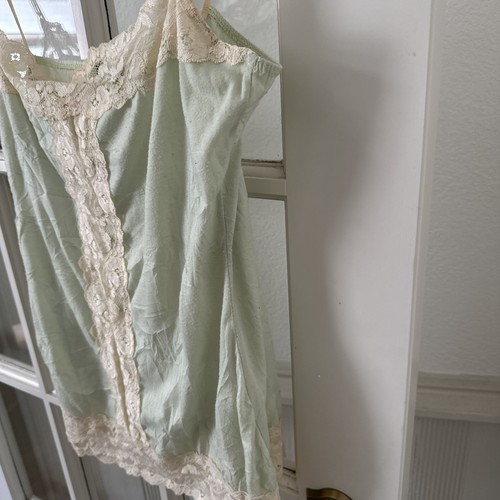 Lace Tank Top Vintage 90s Y2K Mint Green Women's Medium - Picture 5 of 11