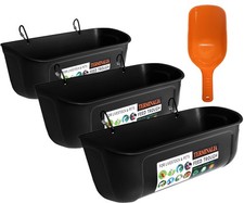 3 Pack Duck Chicken Poultry Hanging Fence Feeder  8 Quarts in Total  Black  ...