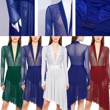 Women Dancewear Shiny Dress Practice Costume Briefs Dance Party Lyrical Stage