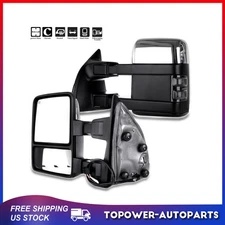 Chrome Power Heated Turn Signal Tow Mirrors For 08-16 Ford F250-F550 Super Duty