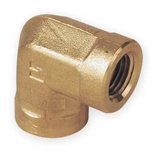 Parker 6-6 Fe-B 90 Degrees Elbow Brass Pipe Fitting, 3/8 In Female Npt X 3/8 In