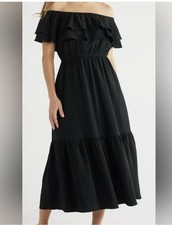 sofia vergara dress Off The Shoulder Black Maxi Medium Resortwear Wedding Guest