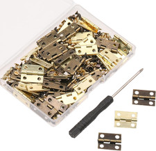 60 Pcs Mini Antique Brass Hinges with Screws  Screwdriver for DIY Jewelry Boxes