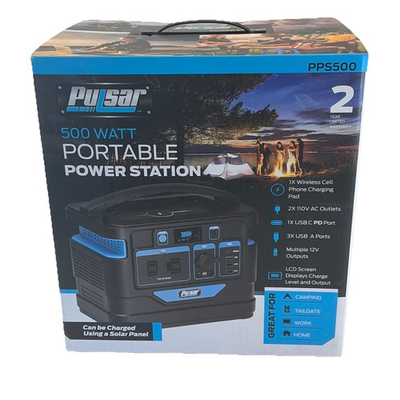 #ad Pulsar 500 Watt Portable Power Station PPS500 Wall Or Solar Compatible Charging $399.99