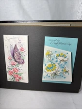 Vintage 50's Japan Black Lacquer Large Photo/Post Card Album w/ 1958 Cards