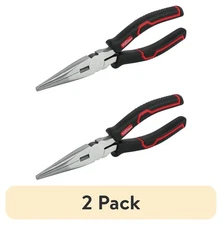 (2 pack) Hyper Tough 8-inch Long Nose Pliers with Ergonomic Comfort Grips,5170V