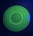 Vintage Hocking Block Optic Green Depression Uranium Glass 8.25" diameter Plate