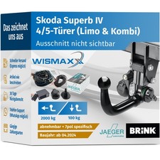 ANHÄNGERKUPPLUNG für Skoda Superb IV ab 24 v.abnehmba BRINK +7 E-Satz spezifisch