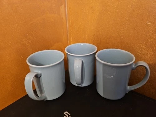 Vintage SET of 4 Corning Ware Coffee Tea Mugs Cups Solid Light Blue