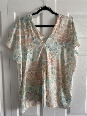Addition Elle Montreal 1980 Womens 2X Blouse V Neck Lightweight Comfort Travel