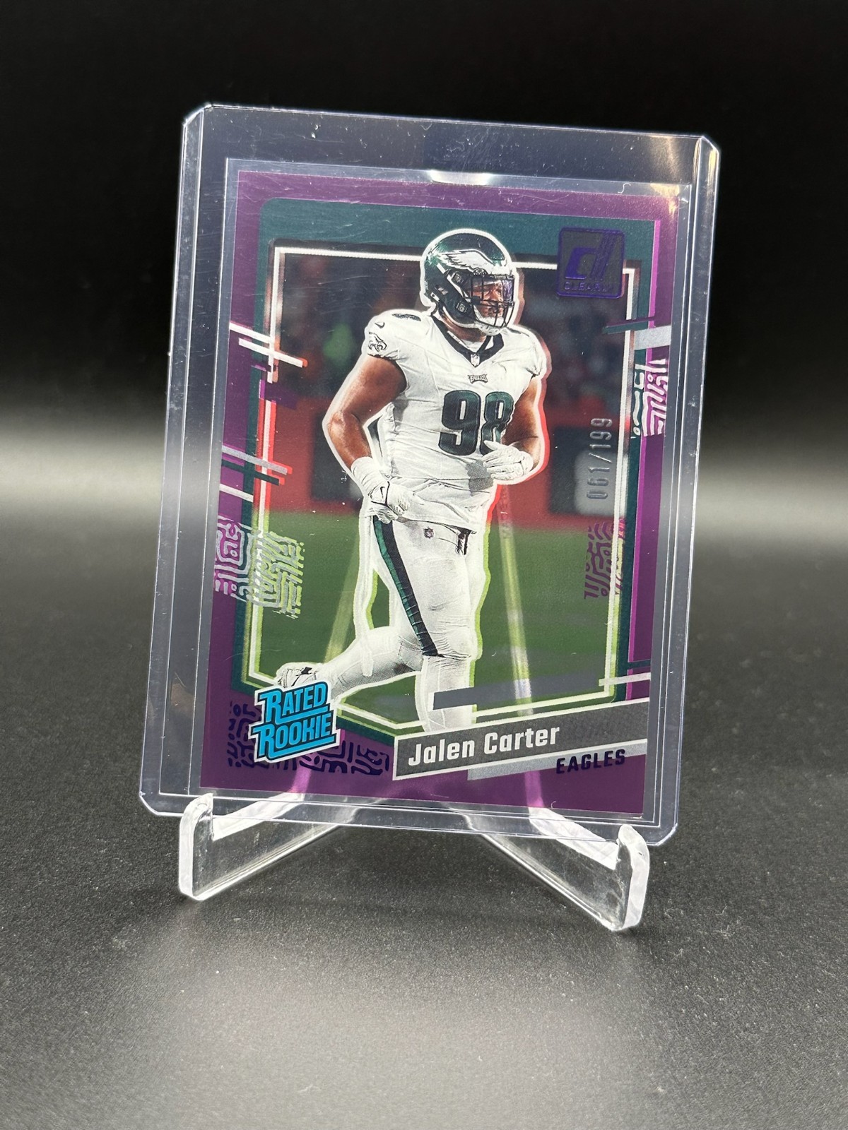 2023 Panini Clearly Donruss Purple /199 - Rated Rookie Jalen Carter #64 (RC)